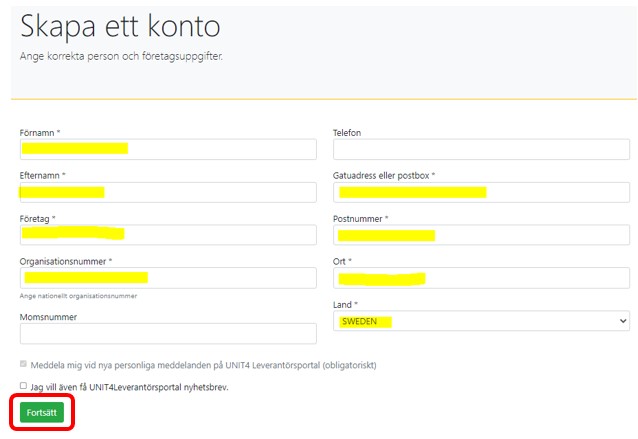 Skärmdump över fält som ska fyllas i