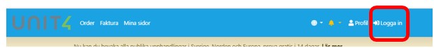 logga in uppe i högra hörnet