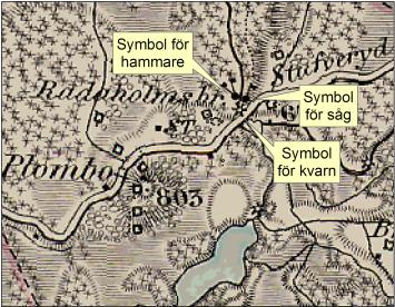 en äldre karta över radarholms bruk