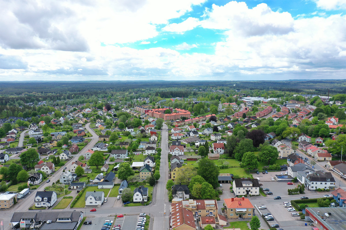 Gislaved centrum drönarvy