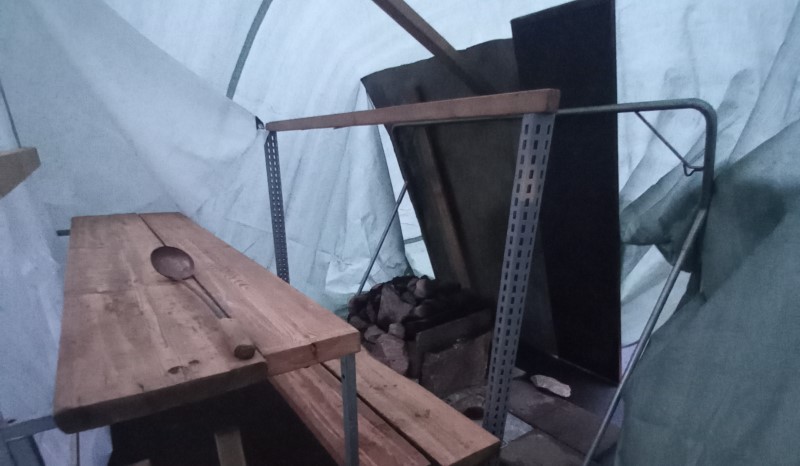 Utanför Glashuset erbjöds bastubad.