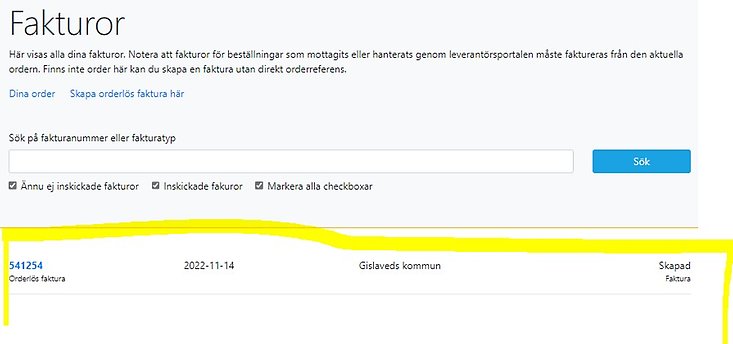 Bild över tidigare fakturor