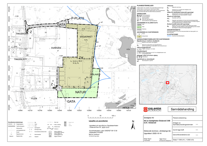 Plankarta för Gislaved 3:80 med flera i Gislaved