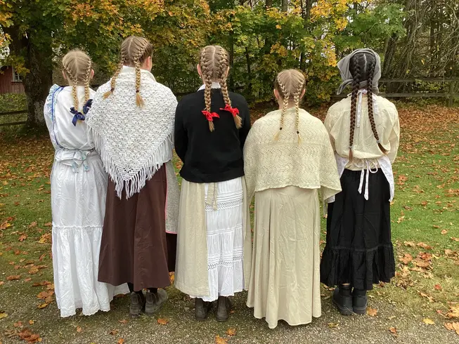 Foto på några flickor bakifrån, man ser deras flätor.